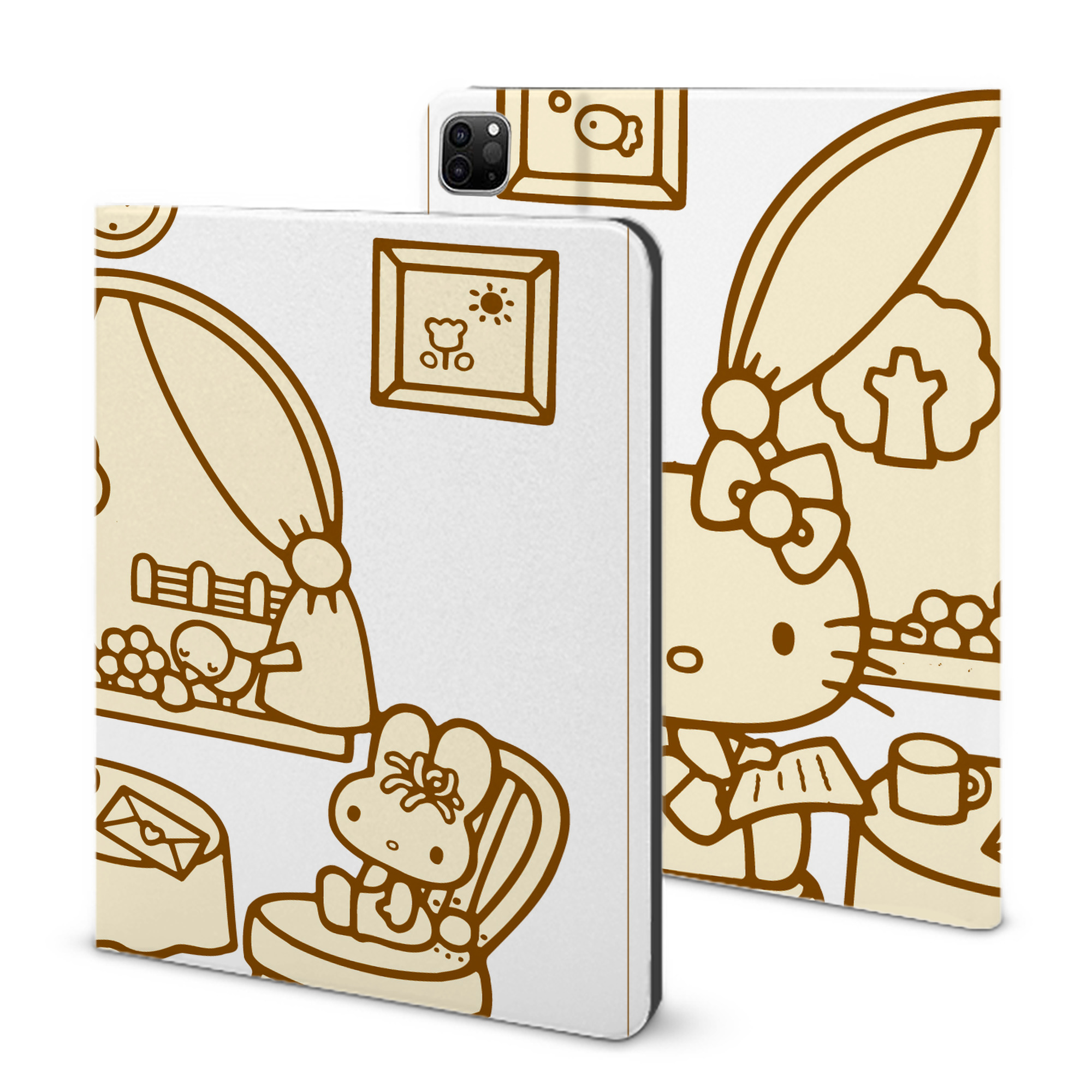 （画像用） Hello Kitty ハローキティ IPad ケース ブック型 PUレザー TPU 耐衝撃 軽量 薄型 ペン収納なし 全面保護 IPad 各モデル対応
